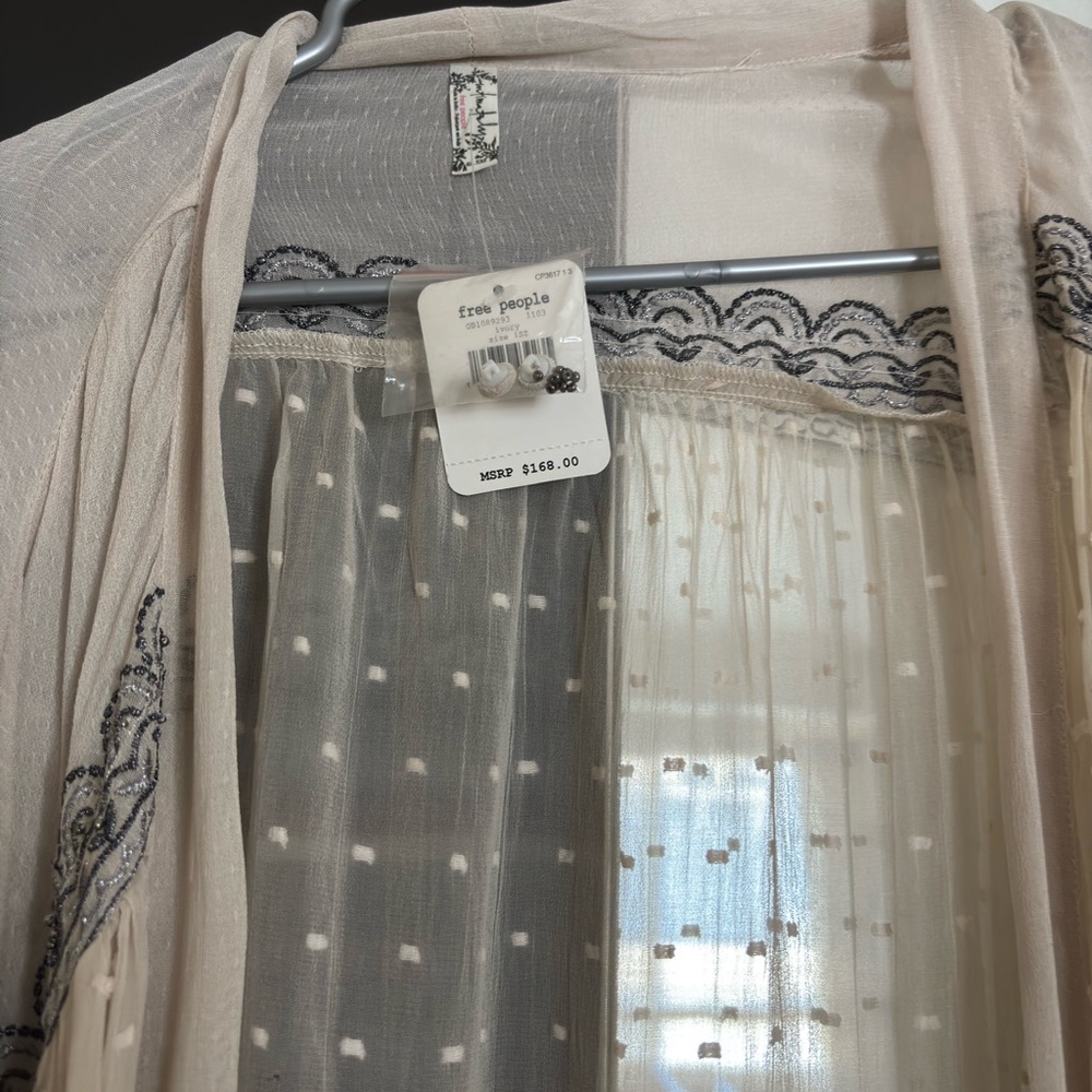 Free People Sheer Cream Long Kimono - Picture 4 of 7
